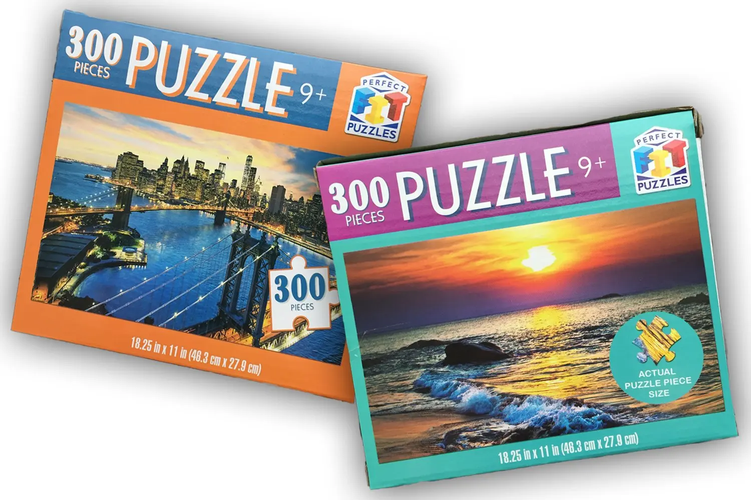 Perfect Fit Puzzles (Set of 2 Scenic Picture Boxes) - 300 Piece Jigsaw Puzzle for Kids or Adults / Travel or Home