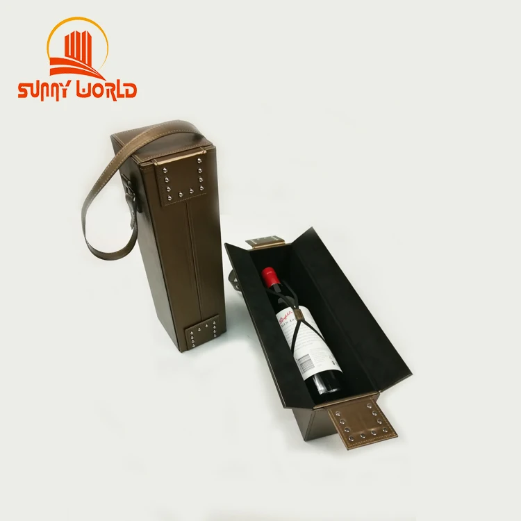 Single bottle PU leather Party Wine tote Travel Wine Case