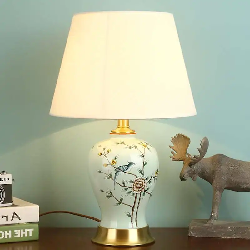 Chinese Porcelain Table Lamp Decorative Cordless Brightness Adjustable