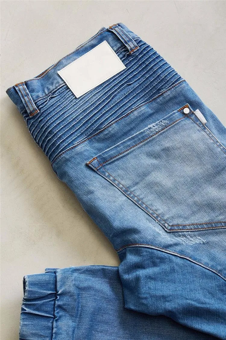 Jogger Style Ripped Biker Denim Jeans 
