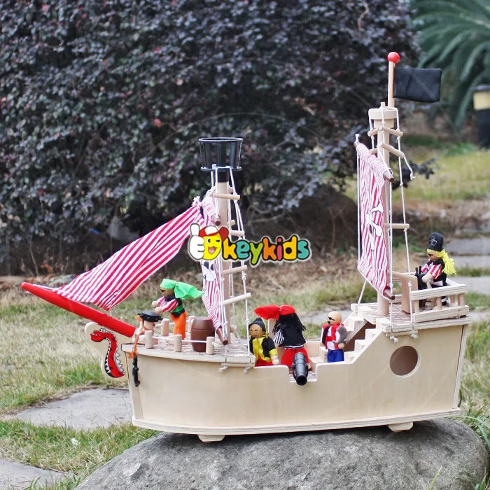 2017 Wholesale Baby Wooden Toy Pirate Ship & Pirate Play Set Funny Kids ...