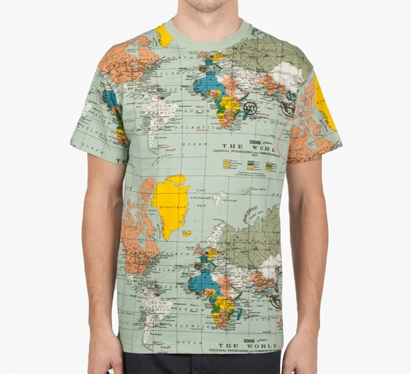 Map Of The World Shirt World map unisex full-size printing t-shirt