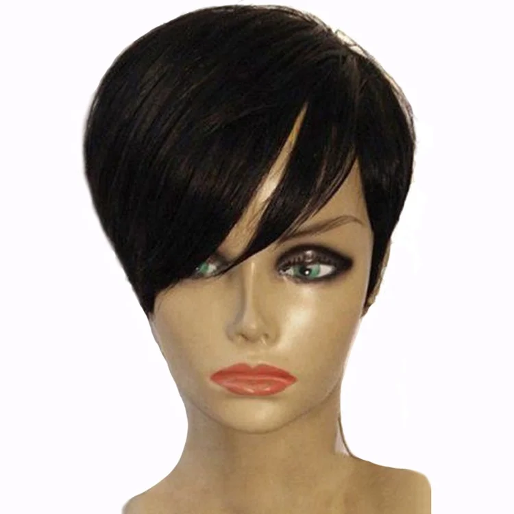 

pixie cut hort full lace wig,1 Piece, Medium brown