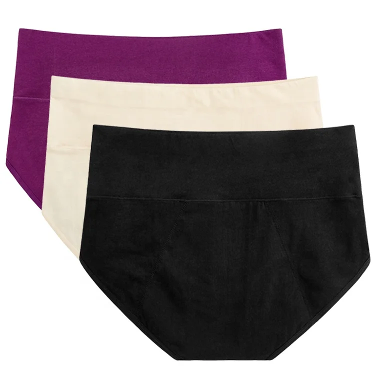 High Waist Black Menstrual Leak Proof Protective Organic Cotton Underwear Briefs Physiological 