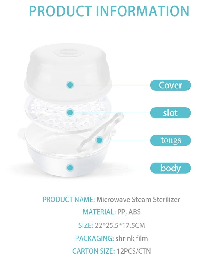 Cheap Ecofriendly Pp Material Microwave Baby Feeding Bottle Sterilizer