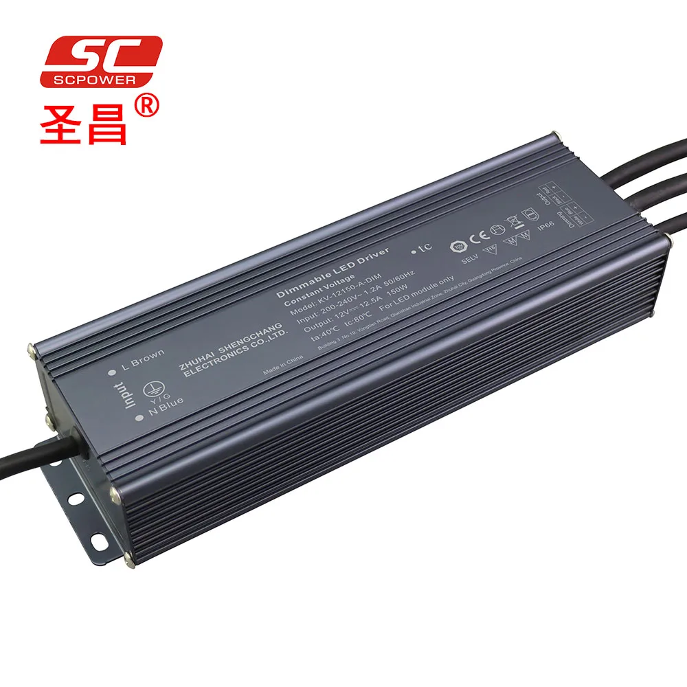0-10v led dimmable driver constant voltage 12v 150w ip66 dimmer control