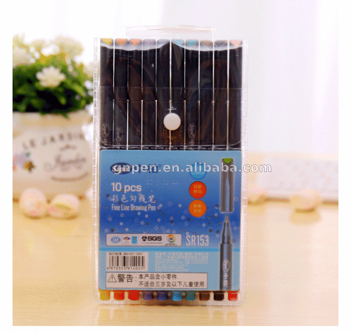 10pcs/set Colorful Fine Line Drawing Pens With Outlines, 0.4mm Tip