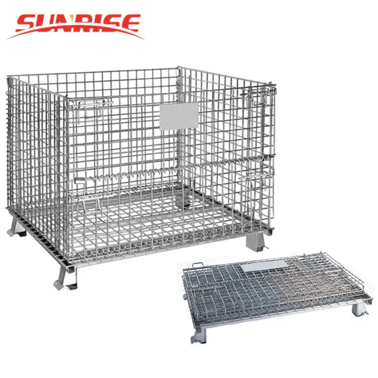 Ijzer Verzinkt Gevouwen Gestapeld Staal Gaas Pallet Container Kooi