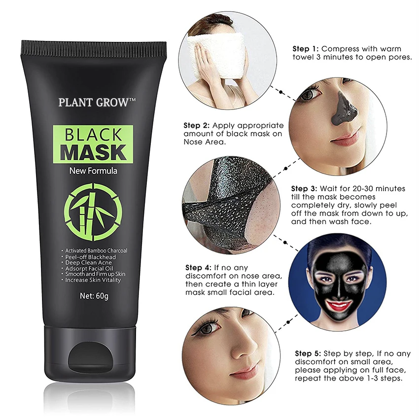 Маска-пленка для глубокого очищения пор Deep: clean Black Mask. PİBAMY Camellia Enzyme Blackhead removing facial Cleanser.