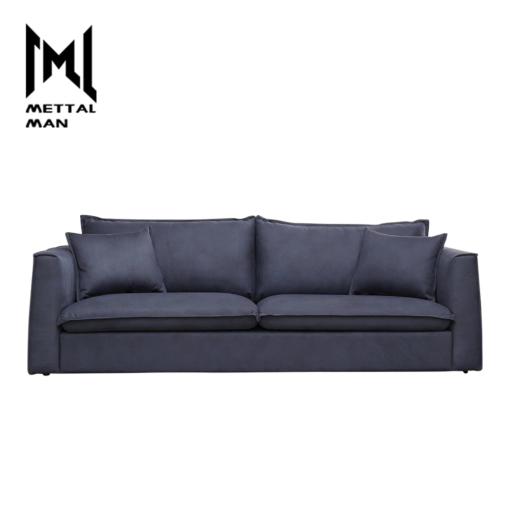 Grey Living Room Furniture Small Couch Modern I Shaped Sofa 3 Seater Fabric Product