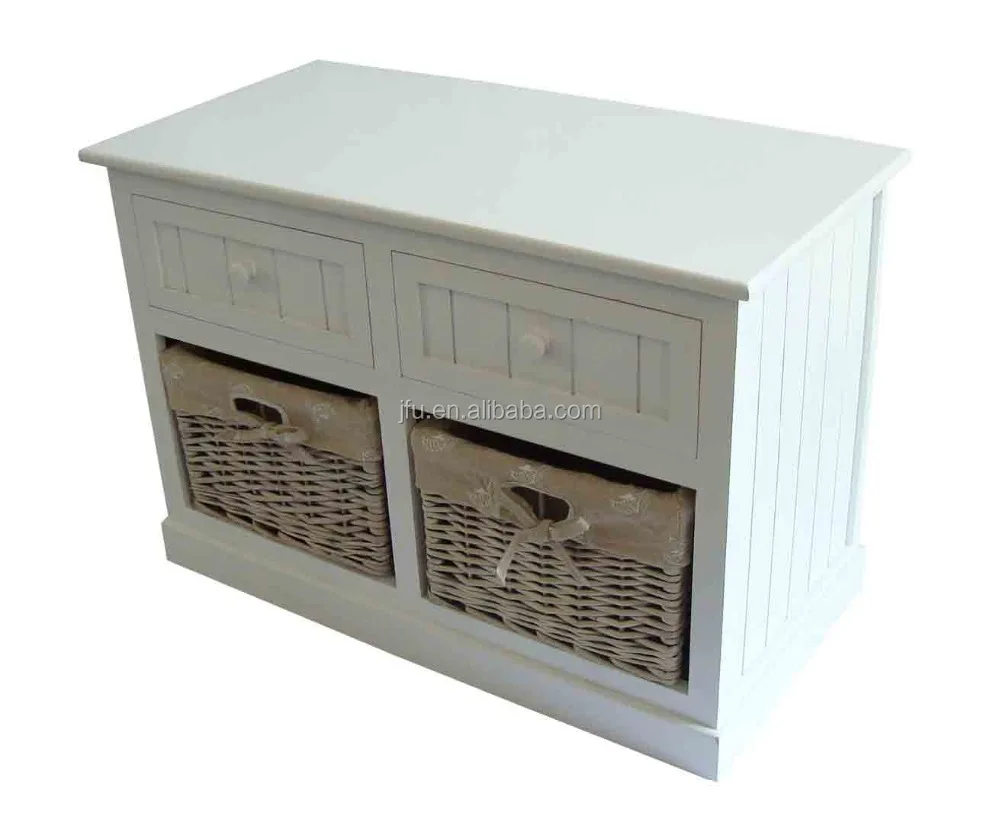 White Wicker Basket Storage Cabinet Wooden Cabinet With Wicker