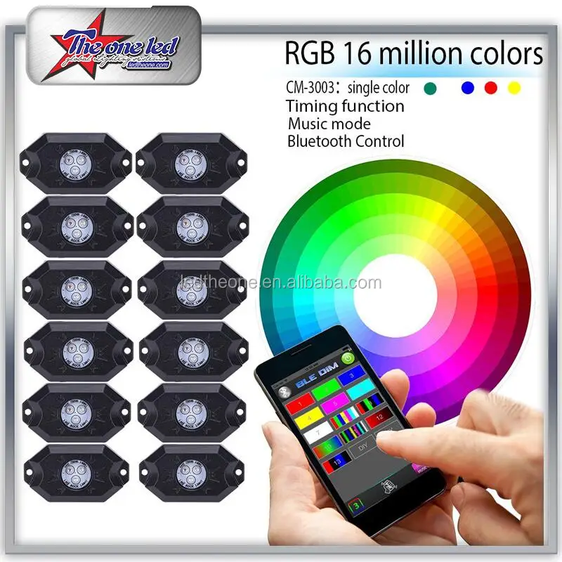 RGB LED Rock Light Kits with Phone APP Control /& Cell Phone Control /& Timing /& Music Mode /& Flashing /& Automatic Control /& Color Grad Multicolor Neon Lights Under Off Road Truck SUV ATV 8PCS