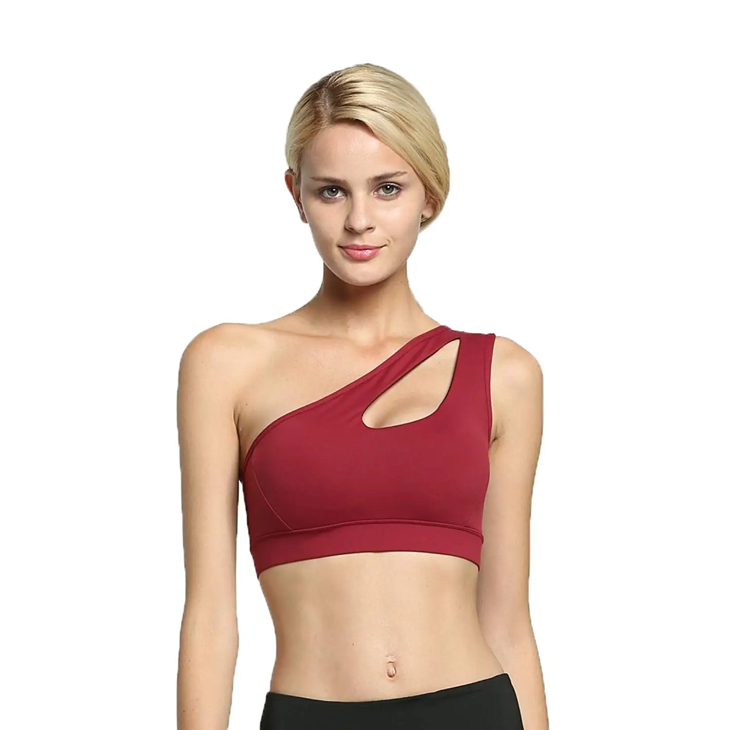 one shoulder yoga bra