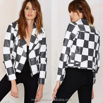 Fashion Black And White Checkered Moto 