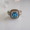 mciro pave AAA blue topaz with coffee cz two tone plating fashion rings