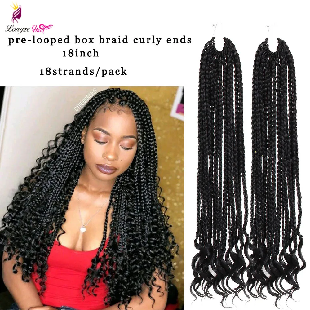 14 18 24inch Box Braids Curly Crochet Braid Lot 24 Strands Synthetic