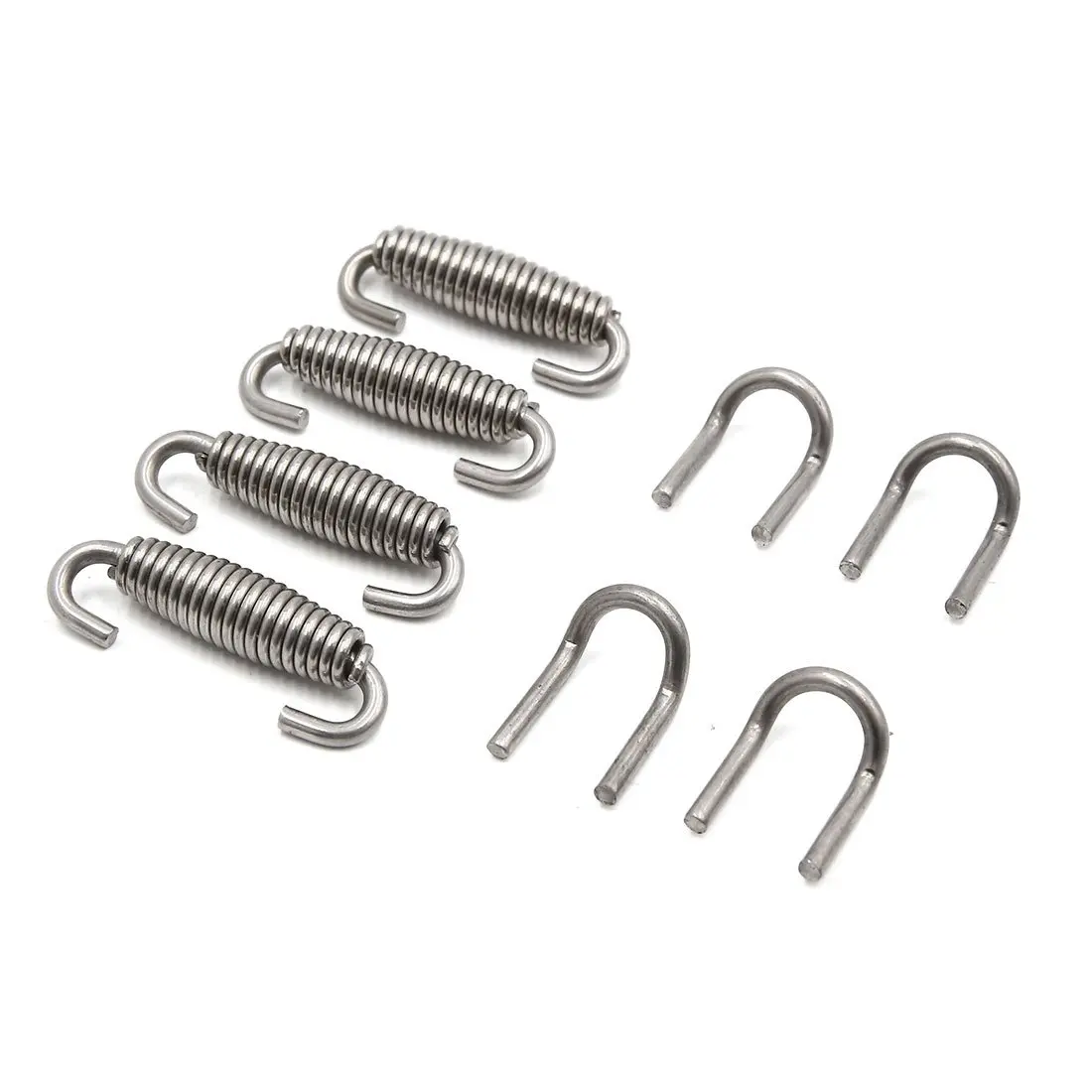 Qiilu 2x Motorcycle Exhaust System Fully Rotatable Mounting Springs Stainless Steel