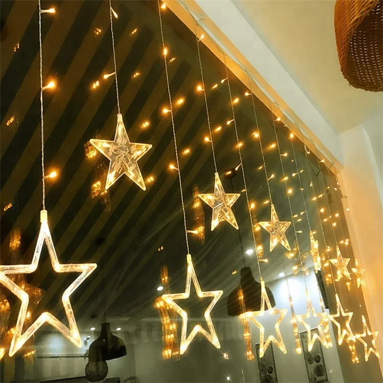 Twinkle Star 12 Stars 138 LED Curtain String Lights Window with 8 Flashing Modes