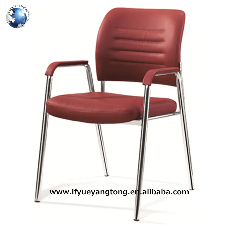 Cheap Modern Stackable Leather Chrome Steel Metal Legs Visitor Office 4