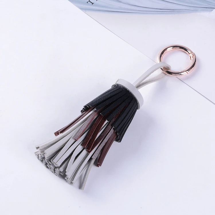 Yongze Cheap Colorful 3 layered promotional custom keyring PU Tassel Keychain4587377157_983239973.jpg