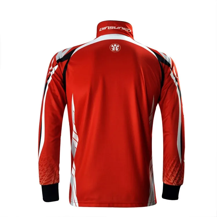 Red Long Sleeve Polyester Fishing Shirt For Men Quick Dry Custom