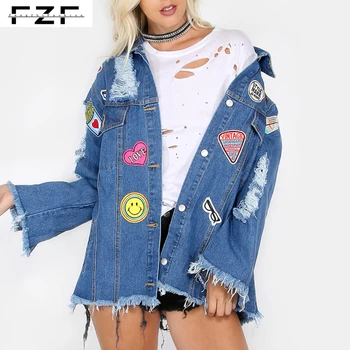 denim jacket with patches women's