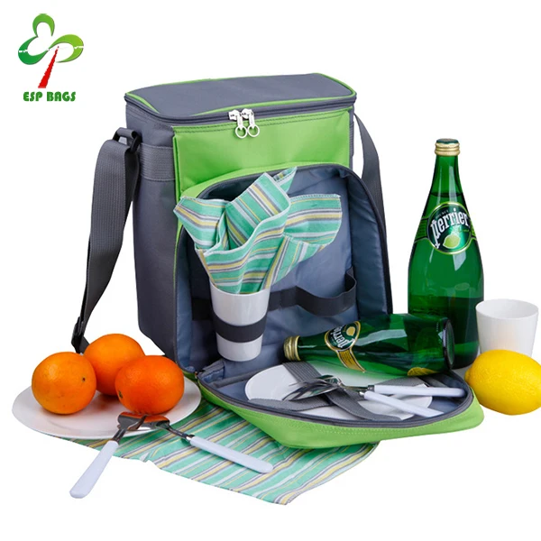 Custom 2 person cooler picnic cutlery set bag, empty adult lunch box for food beverages