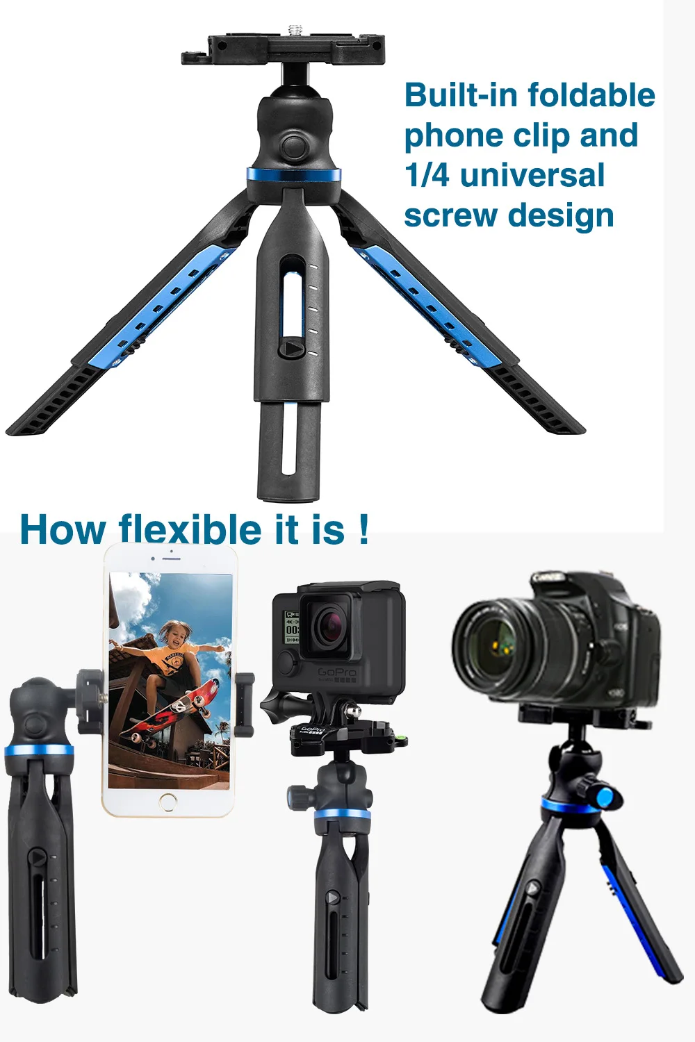 Tripod Kamera Mini Fleksibel,Baru Dengan Dudukan Sekrup Tripod