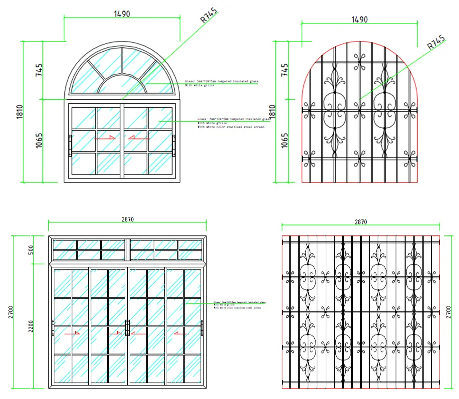 wrought iron designs double pane aluminum window