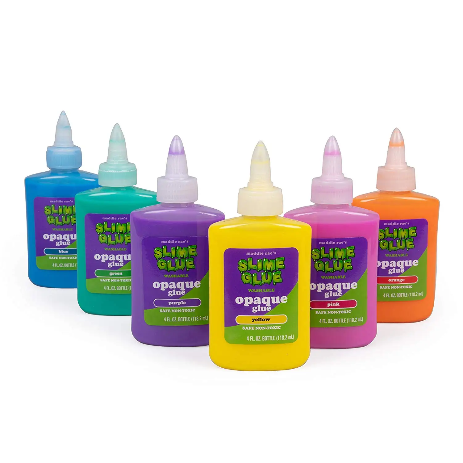 Maddie Rae's Slime Making Opaque Glue - (6) 4oz Bottles, 6 Different Colors - Non Toxic, School Grade Formula for Perfect Slime Crafts