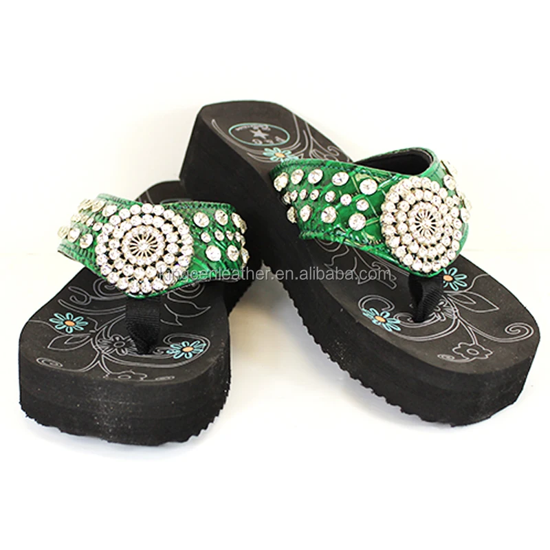 SOFT SOLE WESTERN STYLE WOMEN RHINESTONE FLIP FLOPS SLIPPER FOR LADIES