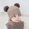 2pcs/set Fashion Newborn Baby Hats Knitted Warm cartoon Cap Baby Winter Caps + Scarf Suits
