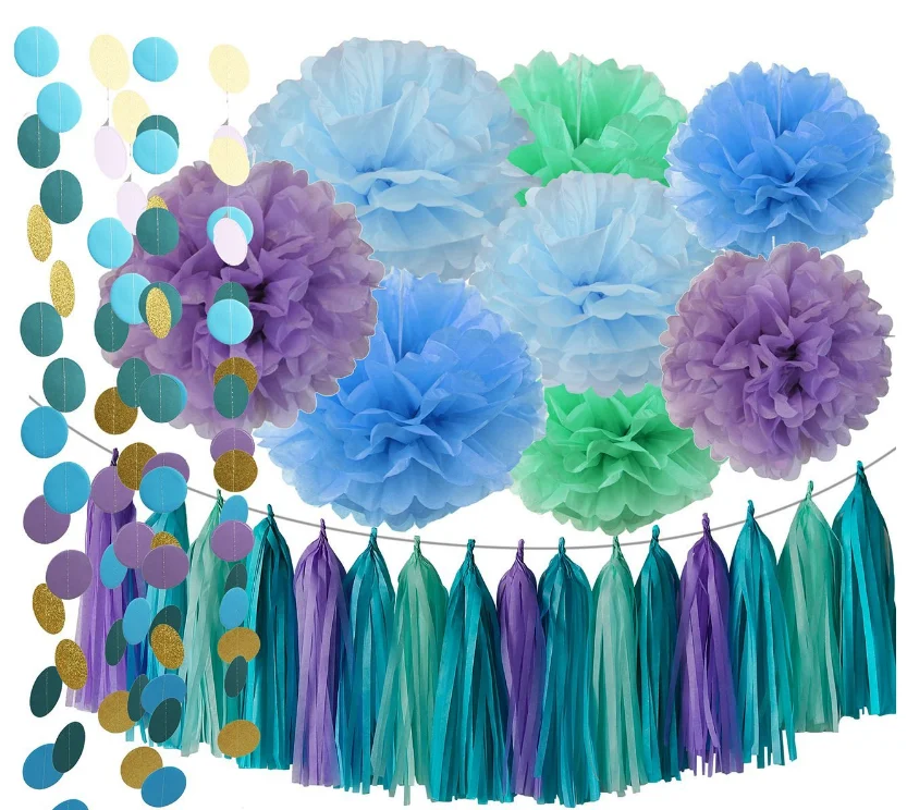 Under The Sea Party Supplies Mermaid Decorations Teal Purple Blue