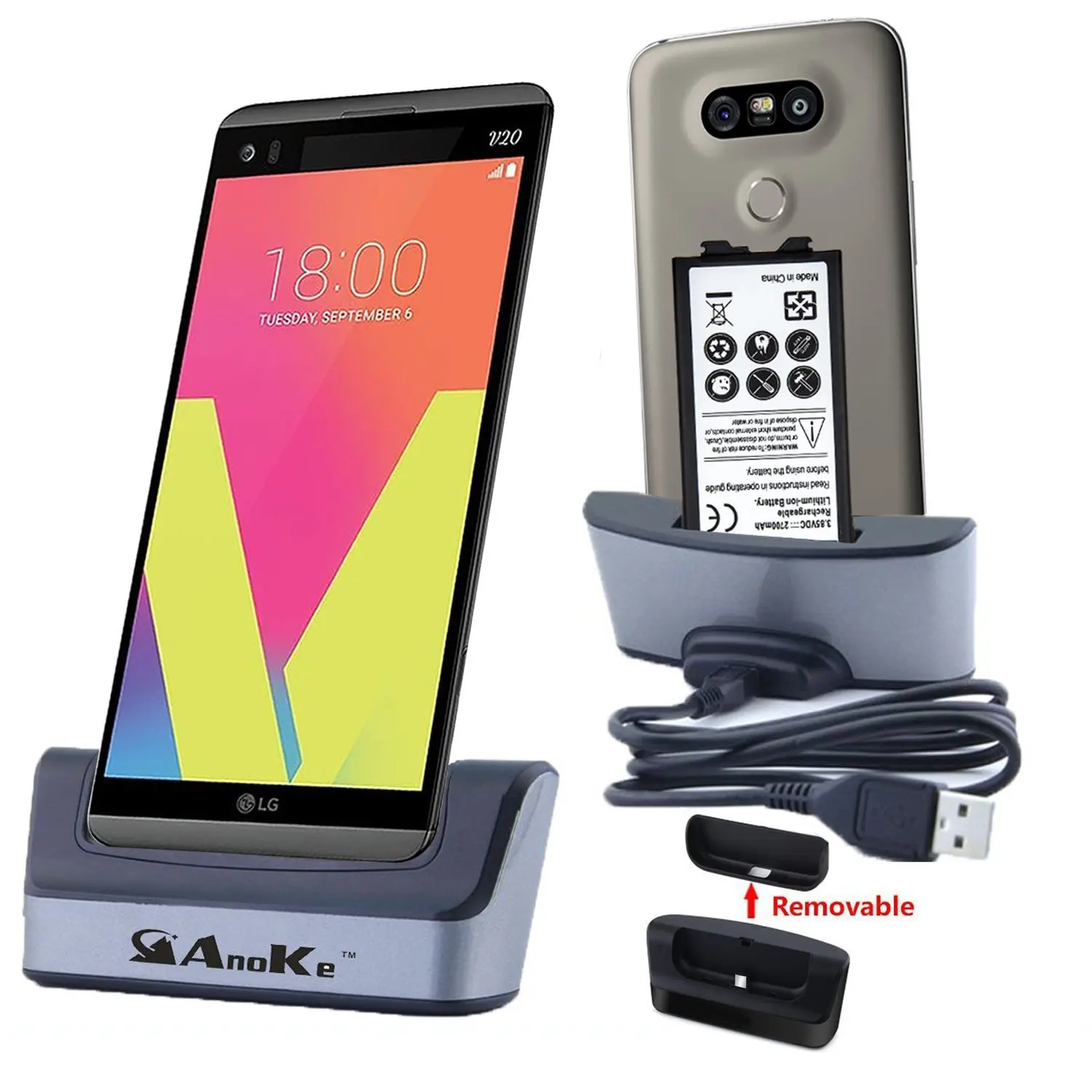 Get Quotations · LG V20 Charger, AnoKe [Support Spare Battery Charging]  Replacement Desktop Charging Docking Station