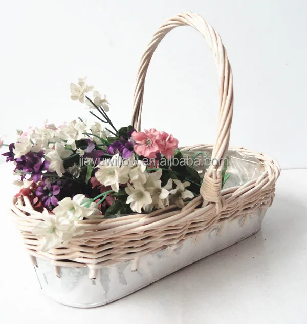 100handmade White Wicker Cup Shape Flower Plant Basket Wicker Baskets