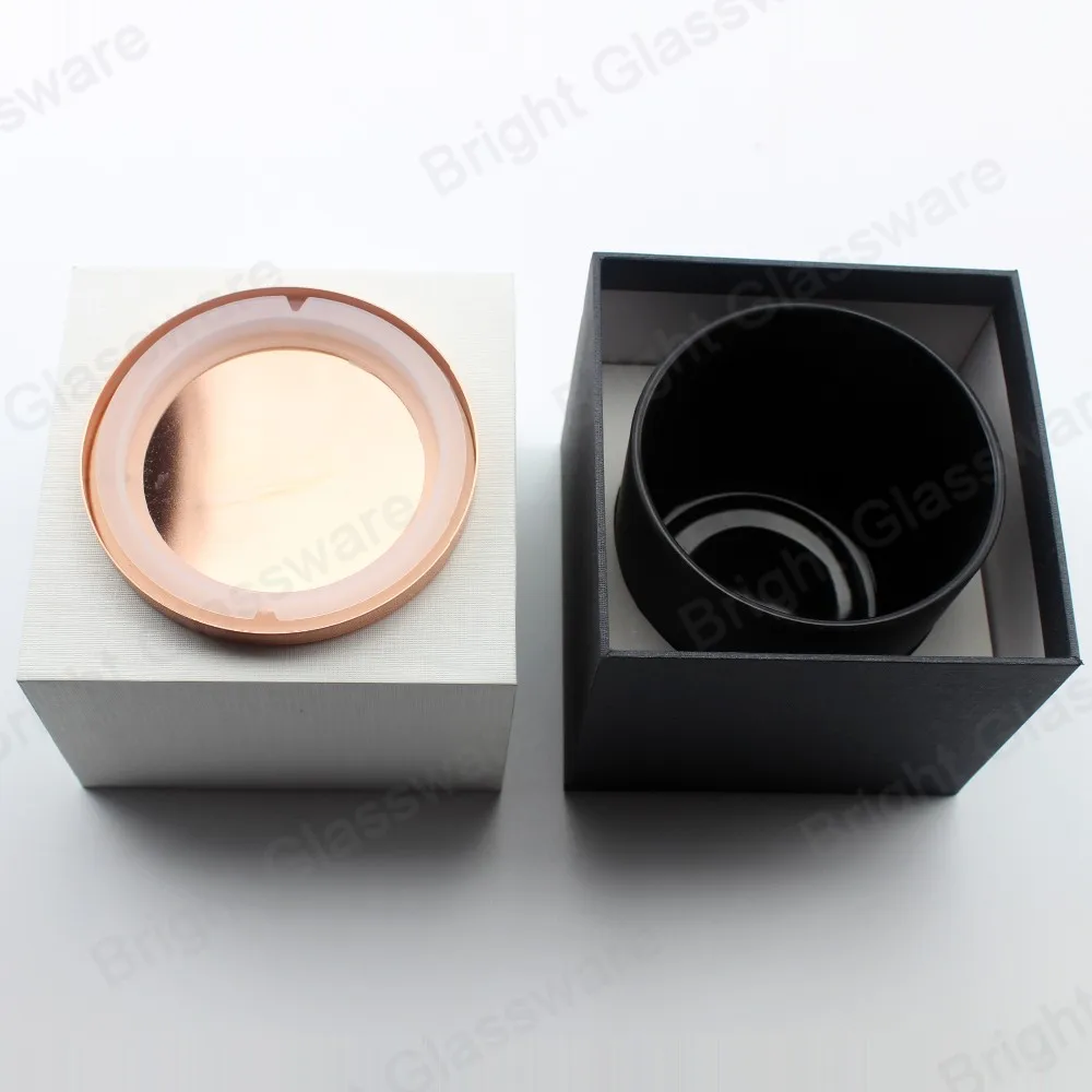 Wholesale Empty 30cl Matte Finished Candle Vessels 10oz Matte Black Glass Candle Jars With Rose 4965