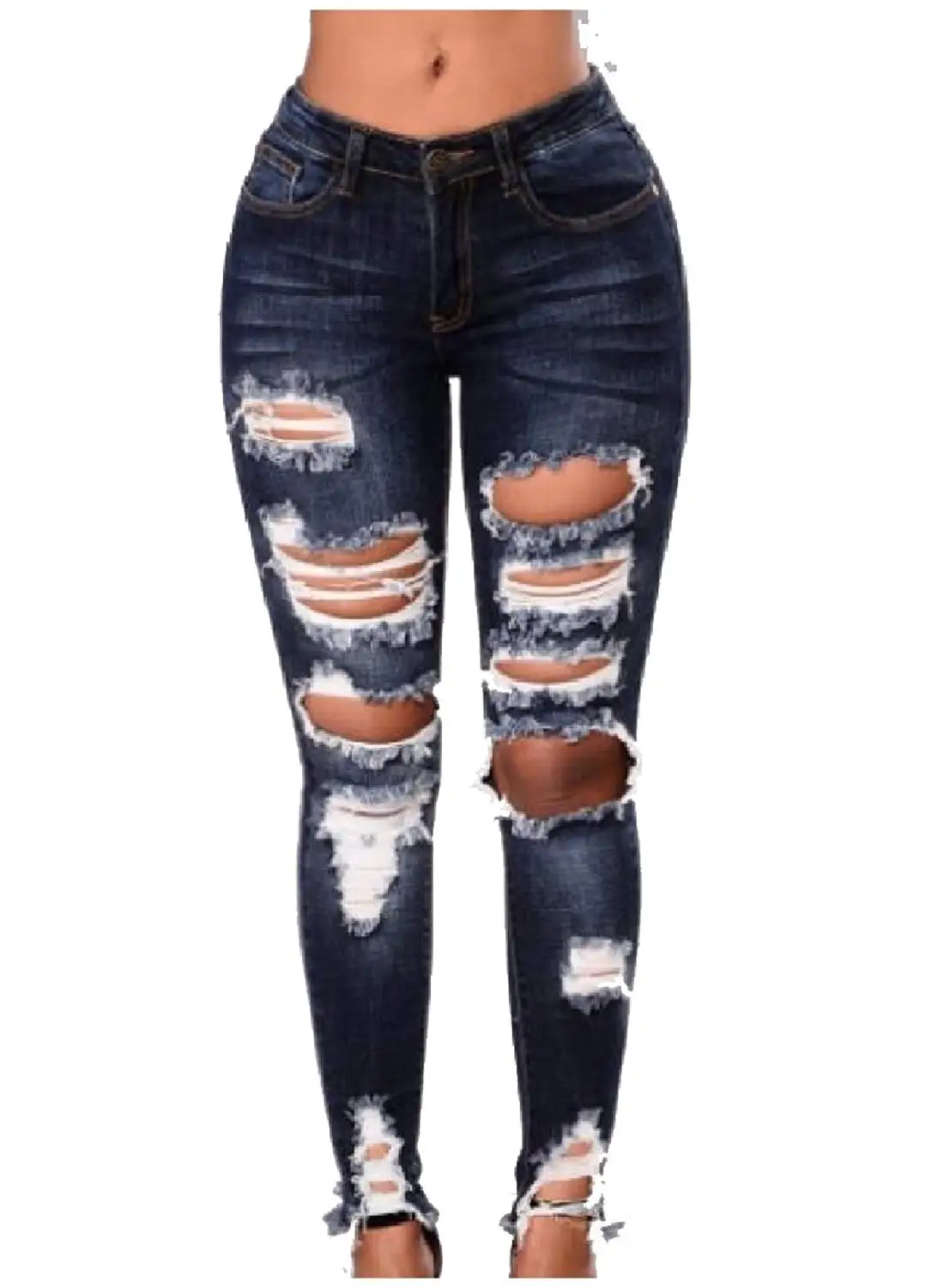 Winwinus Womens Bodycon Regular Long Pants High Waist Slim Pencil Jeans