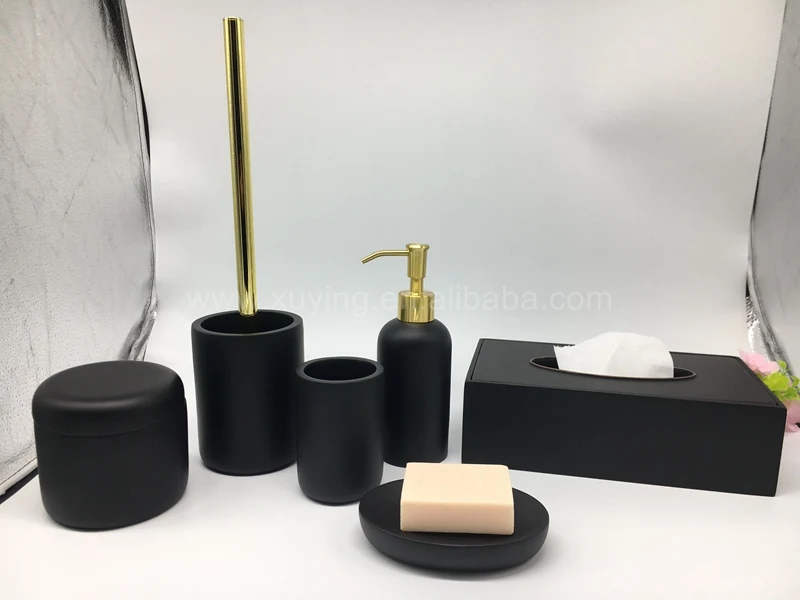 Luxury Matte Black Handmade Resin Standing Toilet Brush Holder