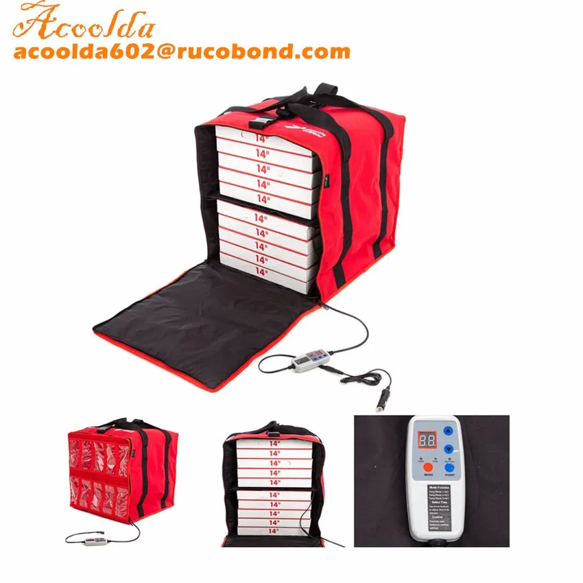 12v Insulated Heated 10*pizza Takeaway Delivery Bag Thermal Food Accept