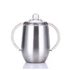 10oz Logo Available Double-Wall Stainless Steel Sippy Cup Baby Feeding Bottle Tumbler with Double Handles