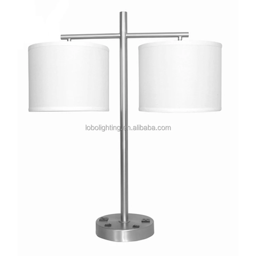 E26 double hands hotel table lamp desk light fixture 2 sockets