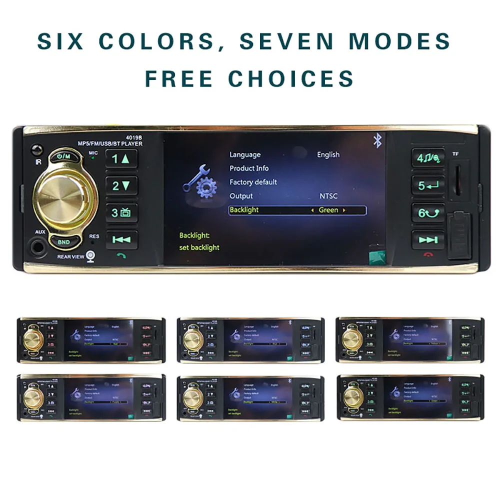 12V 4019B 1 One Din MP3 player Car Radio Audio Stereo USB AUX FM Radio Station Bluetooth with Rearview Camera Remote Control