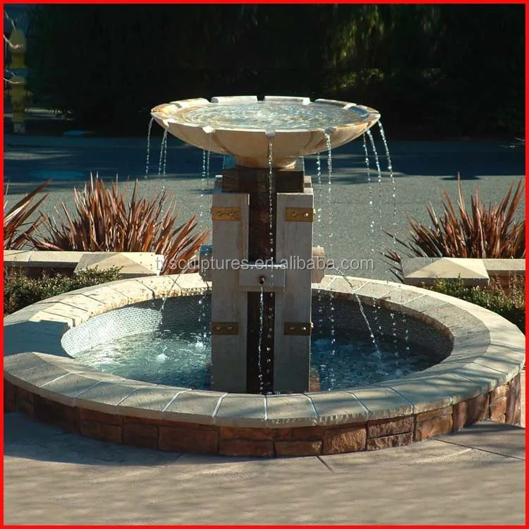 Traditional Stone Free Standing 3 Tier Garden Water Fountain With ...