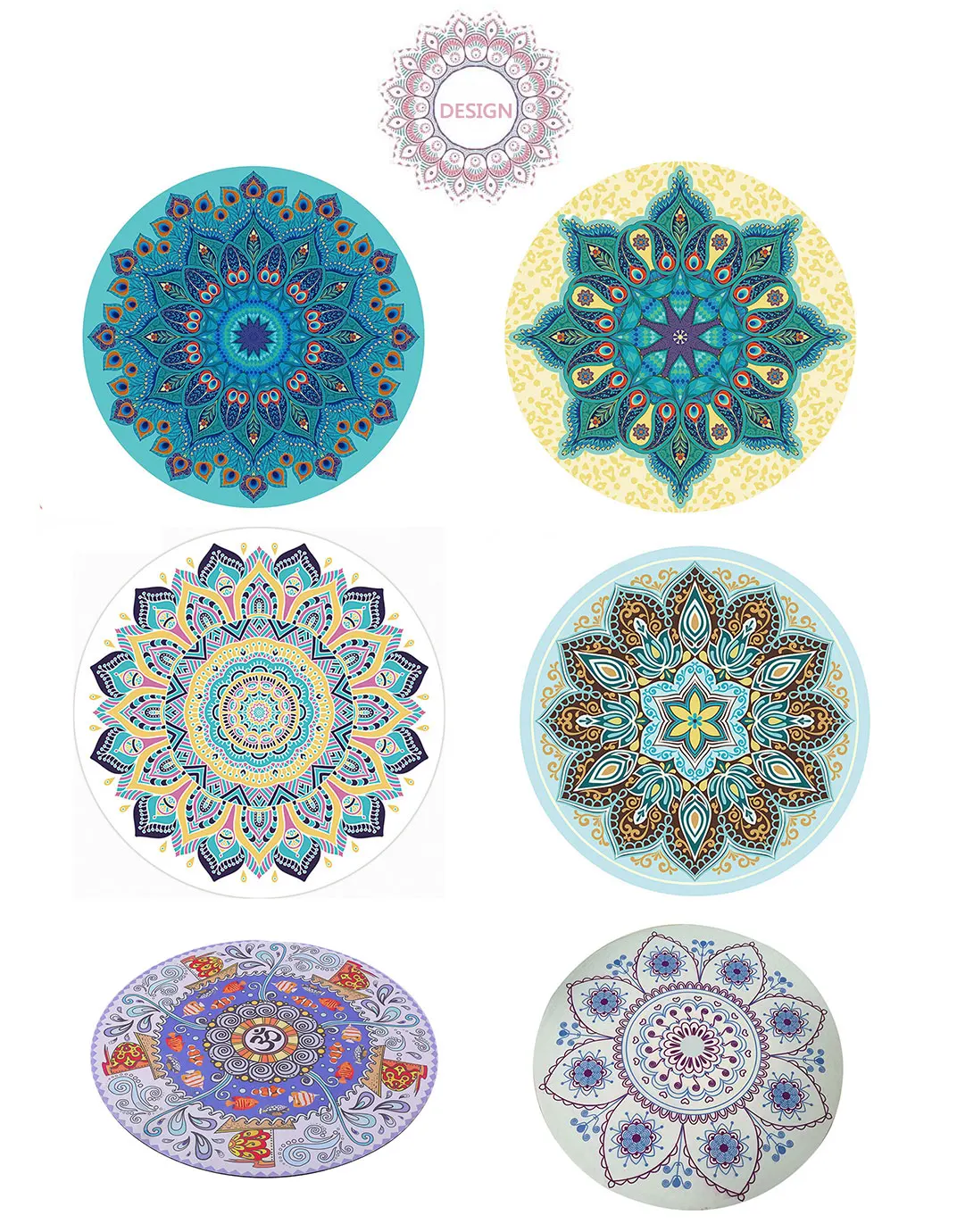 high quality non slip multi patterns suede rubber round yoga mat
