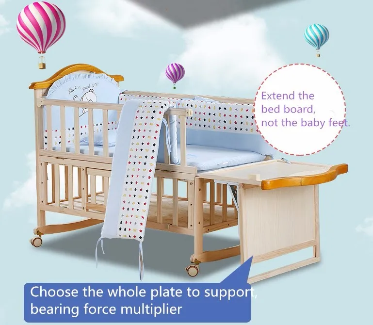 European Standard Furniture Wooden Child Bed Travel Cot Playpen Baby