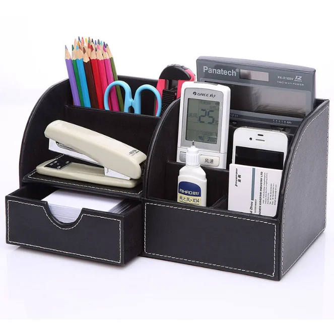 Hot Selling Multifunctional Pu Leather Desk Organizer For Office Accessories Buy Faux Leather