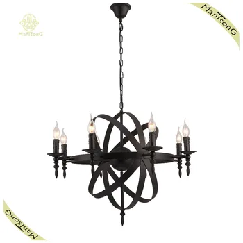 China Light Supplier Old House Candle Lamp Holder Black Pendant China Light Supplier Old House Candle Lamp Holder Black Pendant E14 With 8 Lights Fixtures