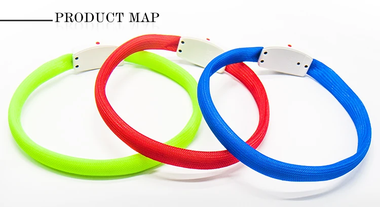 Nylon Fish Filament Cover RGB Colorful Dog Collar with 450mAh USB Rechargeable Battery Flashing RGB Dog Collar