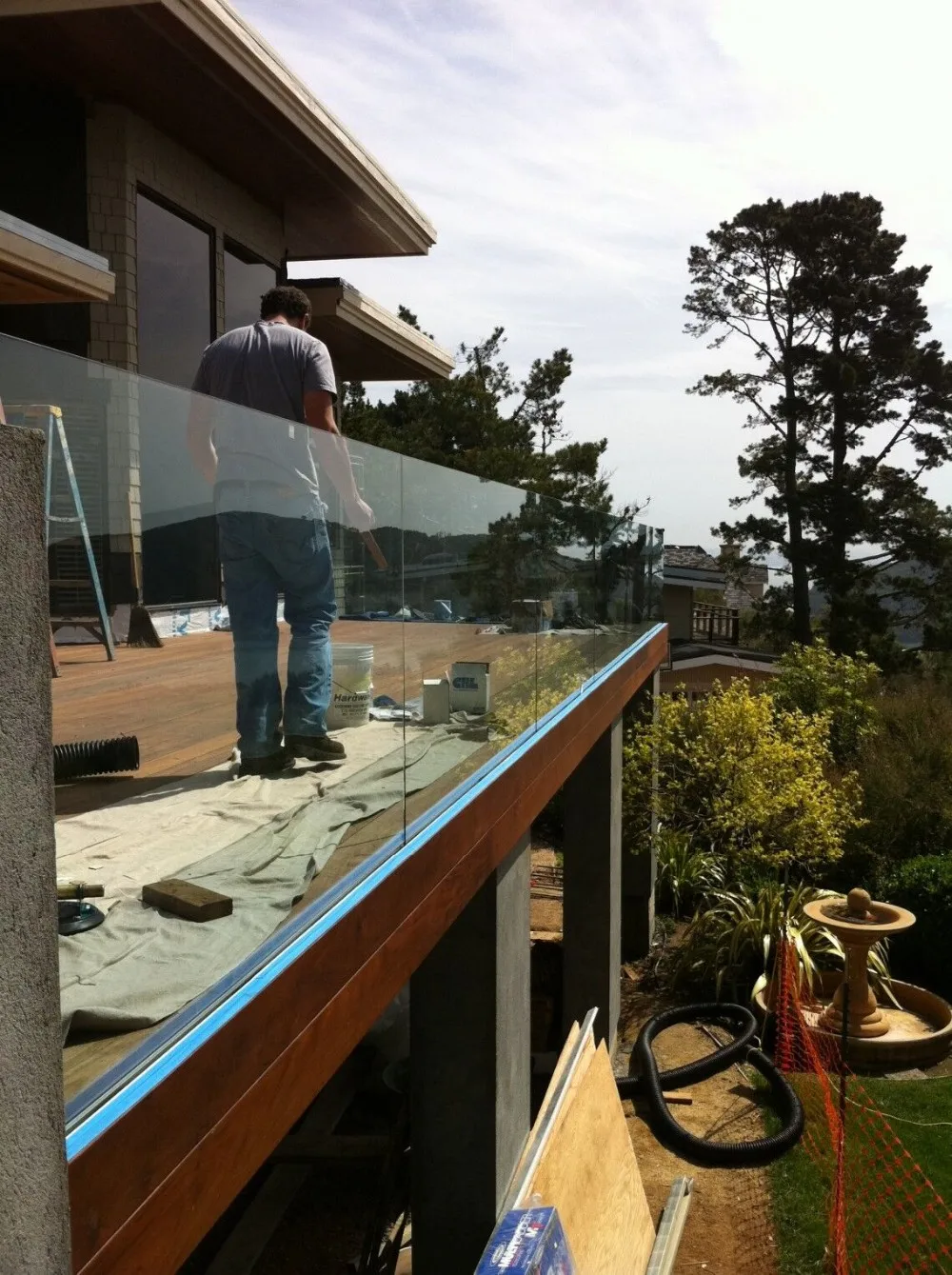 Exterior Stainless Steel Frameless Glass Frosted Deck Railing / Glass Deck Post Buy Stainless