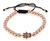 Bead Macrame Bracelet Rose Gold Hamsa Hand Copper Jewelry